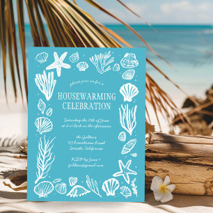Carte Postale Seafoam Seashells Custom HOUSEWARMINING PARTY