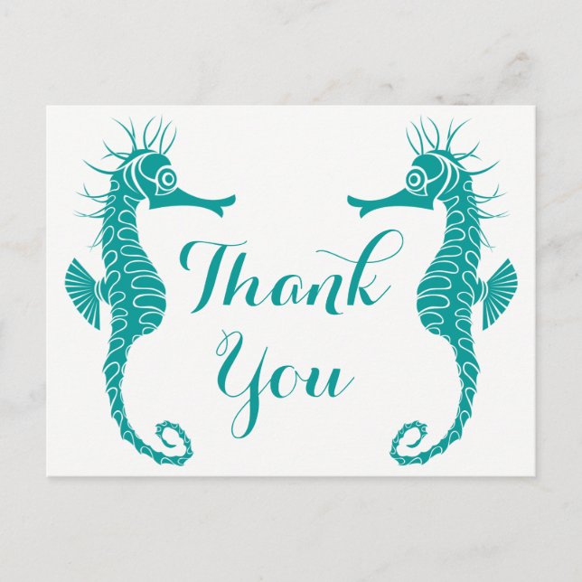 Carte Postale Seahorse Turquoise Vert Turquoise Merci Beach (Devant)