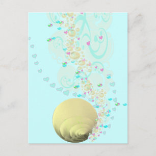 Carte Postale SeaShells Beach Destination Aqua Pink