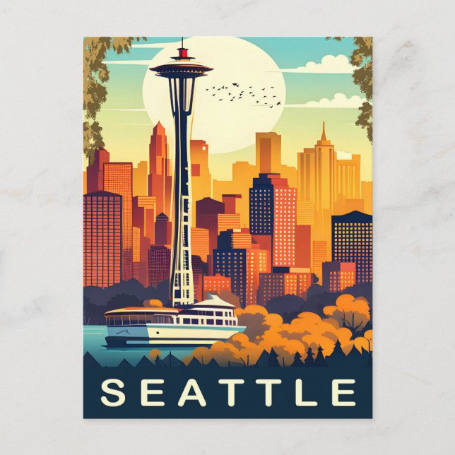 Carte Postale Seattle, Duwamish River, Croisière, Voyage (Devant)