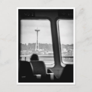 Carte Postale Seattle Ferry Noir & Blanc Pudget Sound PNW 