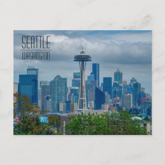Carte Postale Seattle Skyline avec Space Needle en cours de réno