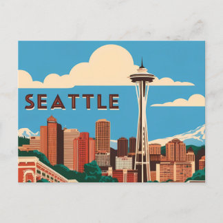 Carte Postale Seattle vintage : Un hommage rétro au Emerald Ci