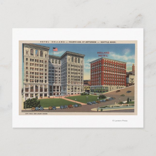 Carte Postale Seattle, WAHotel Holland & Municipal Bldgs (Devant)