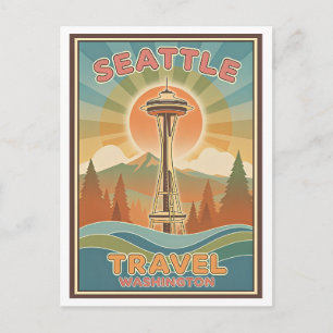 Carte Postale Seattle, Washington IA-Gen Psychedelique Voyage