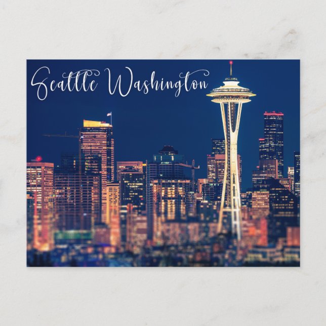 Carte Postale Seattle Washington Postcard Night Life (Devant)