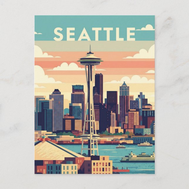 Carte Postale Seattle Washington Retro Vintage (Devant)