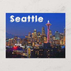 Carte Postale Seattle, Washington Skyline À Night USA