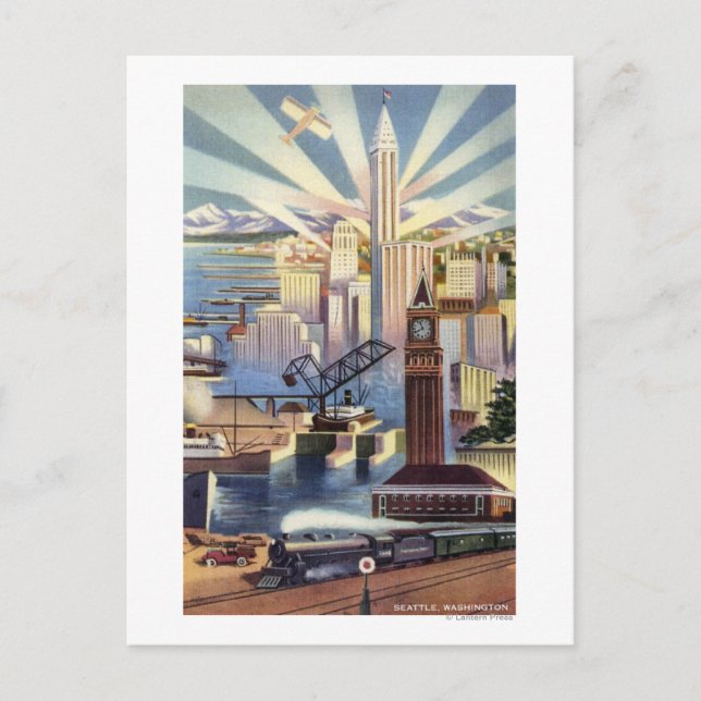 Carte Postale Seattle, Washington - Vue du centre-ville (Devant)