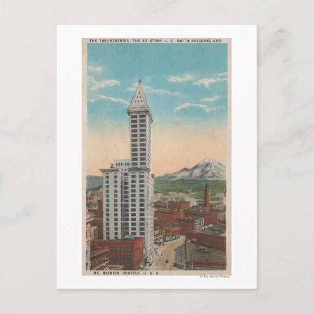 Carte Postale Seattle, WASmith Tower View & Mt Rainier (Devant)