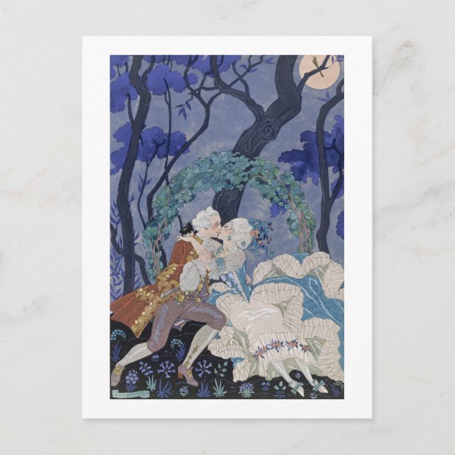Carte Postale Secret Kiss, illustration pour 'Fetes Galantes' pa (Devant)