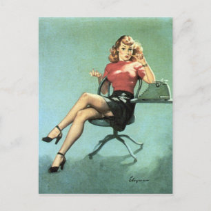 Carte Postale Secrétaire Pin Up