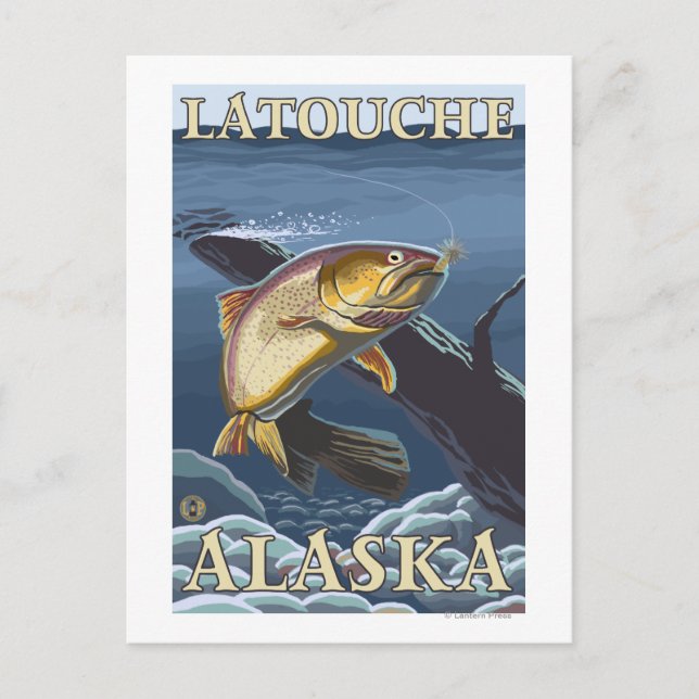 Carte Postale Section de la pêche à la truite - Latouche, Alaska (Devant)