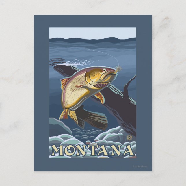 Carte Postale Section de la pêche à la truite - Montana (Devant)