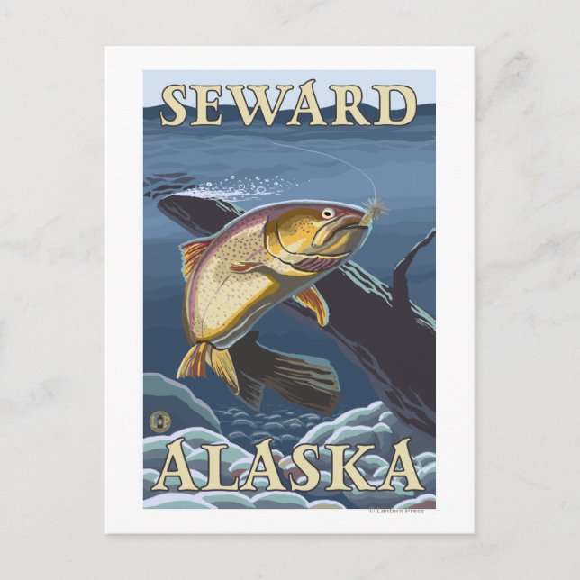 Carte Postale Section de la pêche à la truite - Seward, Alaska (Devant)
