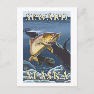 Carte Postale Section de la pêche à la truite - Seward, Alaska