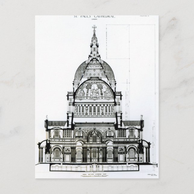 Carte Postale Section transversale de la cathédrale Saint-Paul (Devant)
