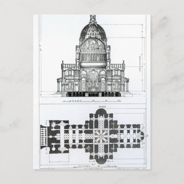 Carte Postale Section transversale de la cathédrale Saint-Paul (Devant)