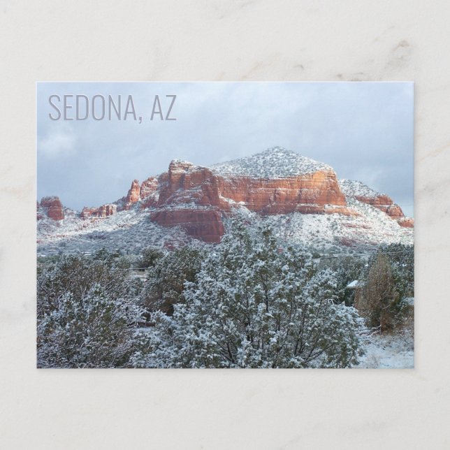 Carte Postale Sedona Arizona sous la neige en hiver (Devant)