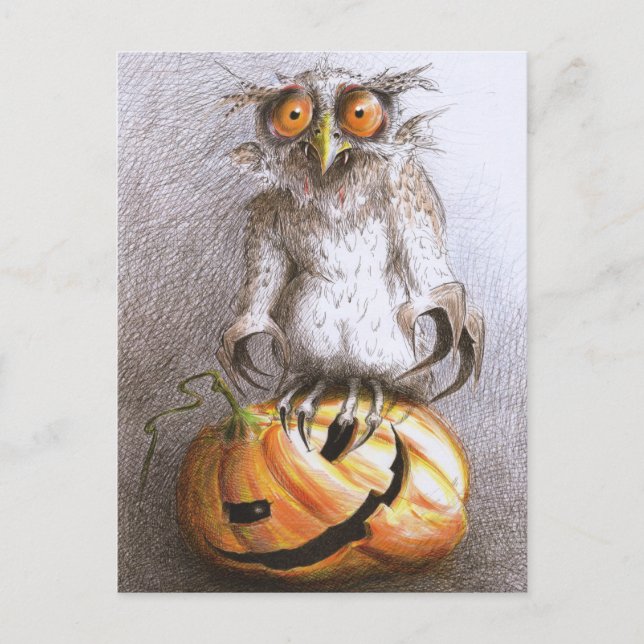 Carte Postale Sehr alte Halloween Vampir Eule (Devant)