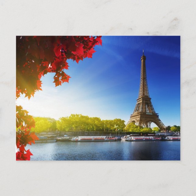 Carte Postale Seine À Paris Avec Tour Eiffel En Automne (Devant)