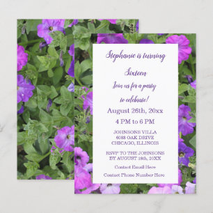 Carte Postale Seizième anniversaire Floral rose pourpre Petunia 