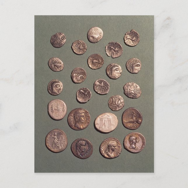 Carte Postale Sélection de pièces celtes et romaines trouvées (Devant)