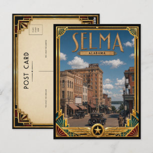Carte Postale Selma Alabama Art Déco vintage de l'âge d'or
