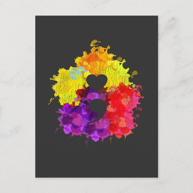 Carte Postale Semicolon de sensibilisation à la santé mentale co (Devant)