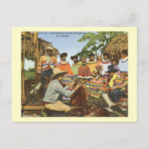 Carte Postale Seminole Indians, Fur Trading, Everglades Vintage