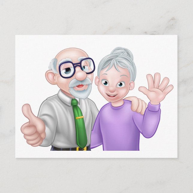 Carte Postale Senior Cartoon Couple (Devant)