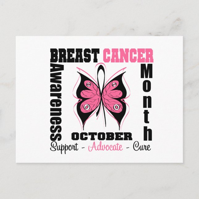 Carte Postale Sensibilisation au cancer du sein Mois Papillon (Devant)
