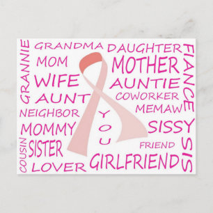 CARTE POSTALE SENSIBILISATION AU CANCER DU SEIN ROSE RIBBON CONC