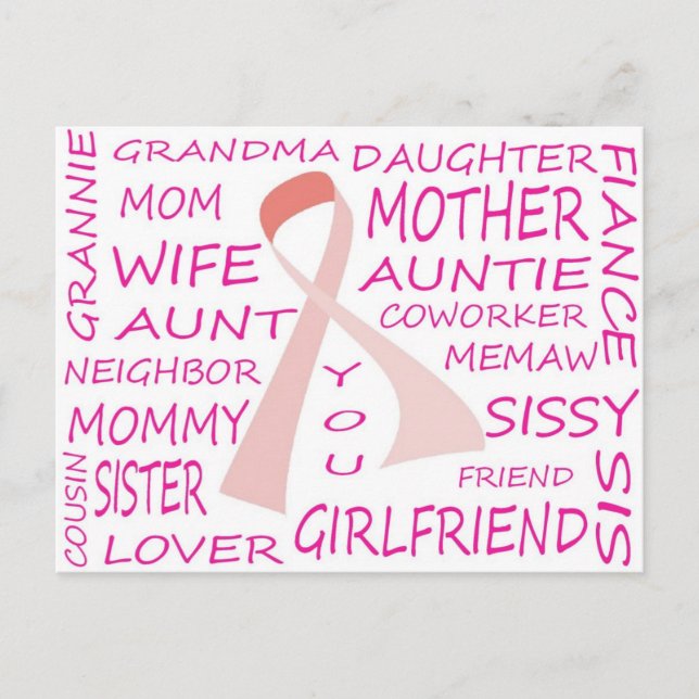 CARTE POSTALE SENSIBILISATION AU CANCER DU SEIN ROSE RIBBON CONC (Devant)