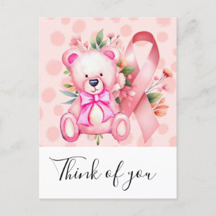 Carte Postale Sensibilisation au cancer du sein Ruban rose pense
