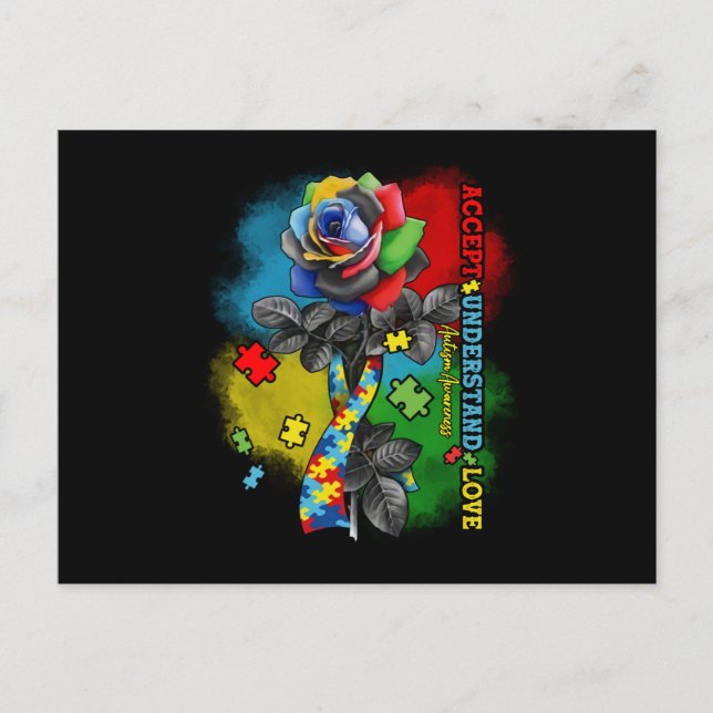 Carte Postale Sensibilisation sur l'autisme Accepter Comprendre  (Devant)