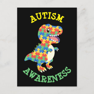 Carte Postale Sensibilisation sur l'autisme Dinosaures