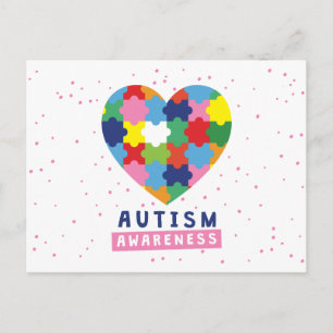 Carte Postale sensibilisation sur l'autisme rose