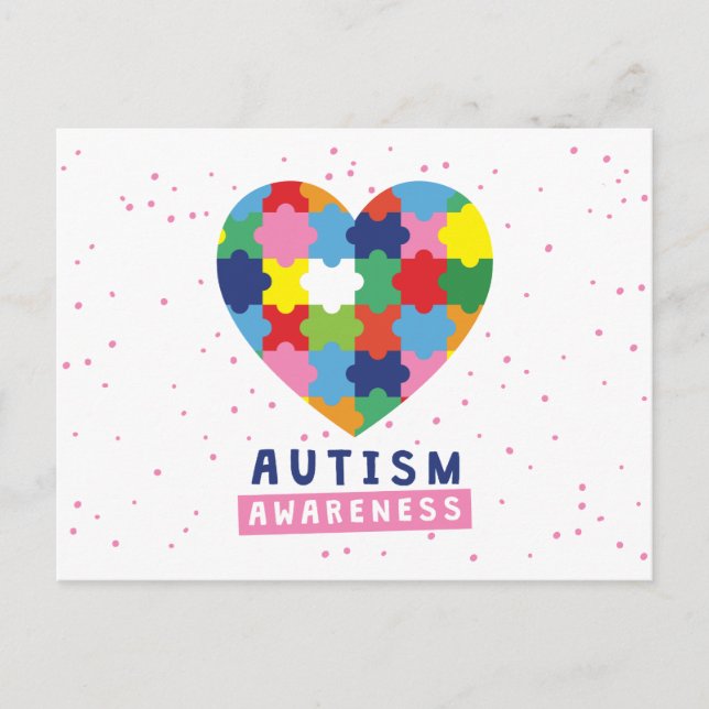 Carte Postale sensibilisation sur l'autisme rose (Devant)