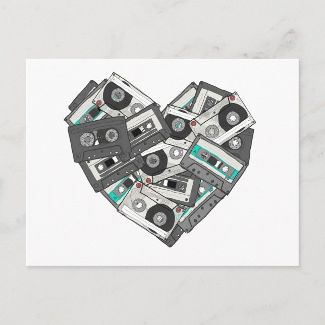 Carte Postale Sentiments mixtes Cassette Coeur de bande (Devant)
