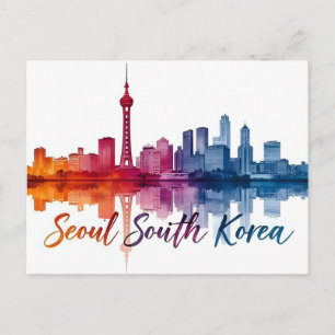 Carte Postale Séoul Corée du Sud Aquarelle Art de voyage
