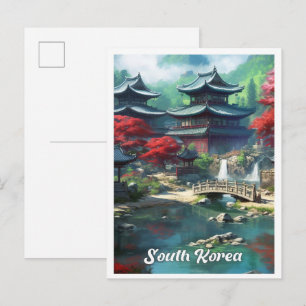 Carte Postale Séoul Corée du Sud Art Illustration de voyage vint