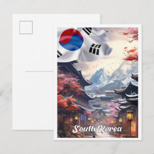 Carte Postale Séoul Corée du Sud Art Illustration de voyage vint