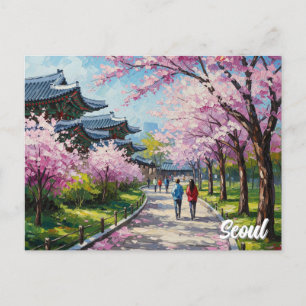 Carte Postale Séoul Corée du Sud : fleurs de cerisiers