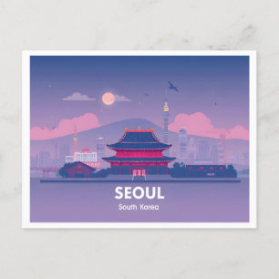 Carte Postale Séoul Corée du Sud Pastel Voyage Design