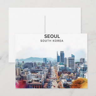 Carte Postale Séoul Corée du Sud Watercolor Travel Art