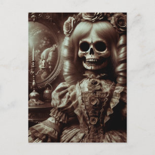 Carte Postale Sepia Doll Skeleton Horreur