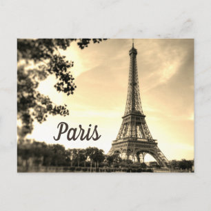 Carte Postale Sepia Eiffel Tour Paris Europe