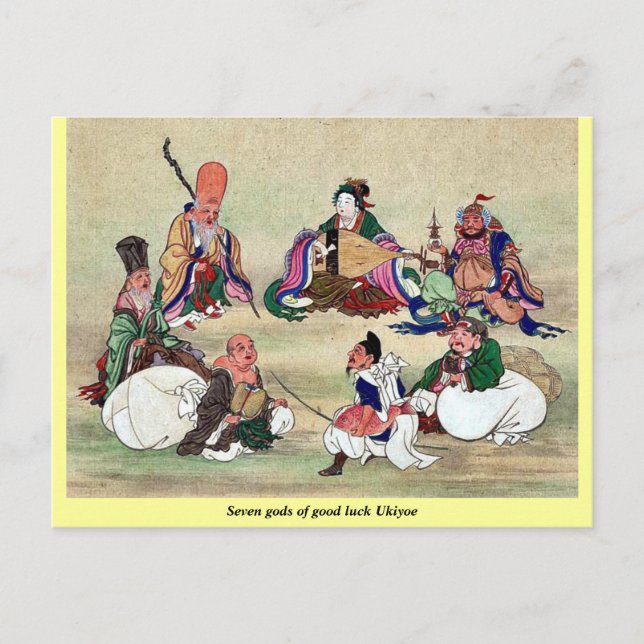 Carte Postale Sept dieux de bonne chance Ukiyoe (Devant)
