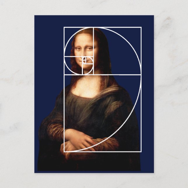 Carte Postale Séquence Leonardo da Vinci Mona Lisa Fibonacci (Devant)